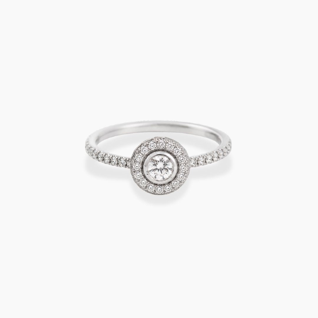 Solitario Bubbles Pavé — Anillo de compromiso en oro blanco 18k con diamantes Rings Elena Carrera 