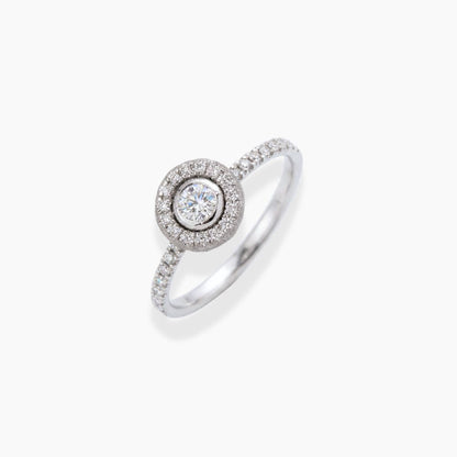Solitario Bubbles Pavé — Anillo de compromiso en oro blanco 18k con diamantes Rings Elena Carrera 