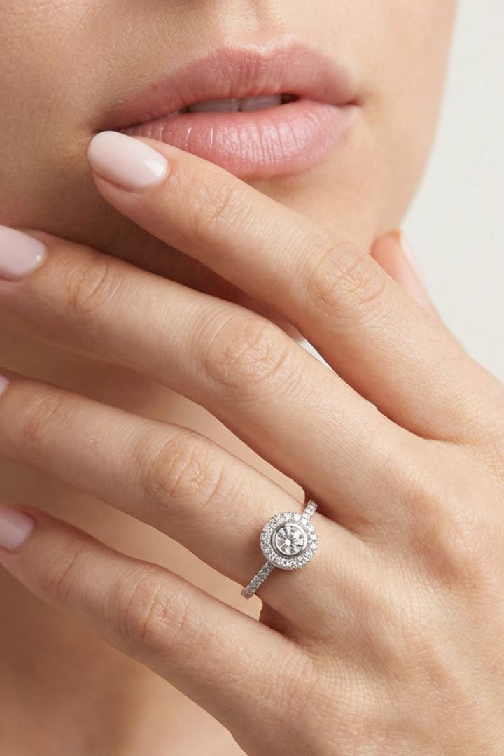 Solitario Bubbles Pavé — Anillo de compromiso en oro blanco 18k con diamantes Rings Elena Carrera 