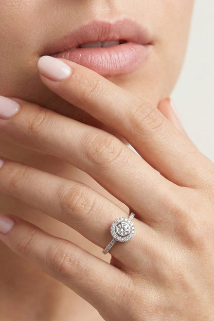 Solitario Bubbles Pavé — Anillo de compromiso en oro blanco 18k con diamantes Rings Elena Carrera 
