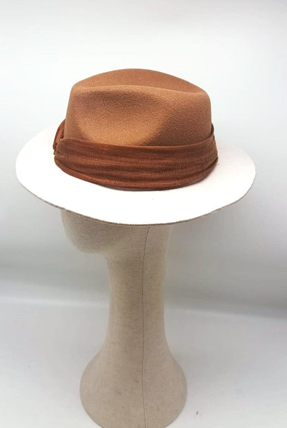 Sombrero Fieltro Mónica Bicolor Camel - Crudo Hats Coterelle 