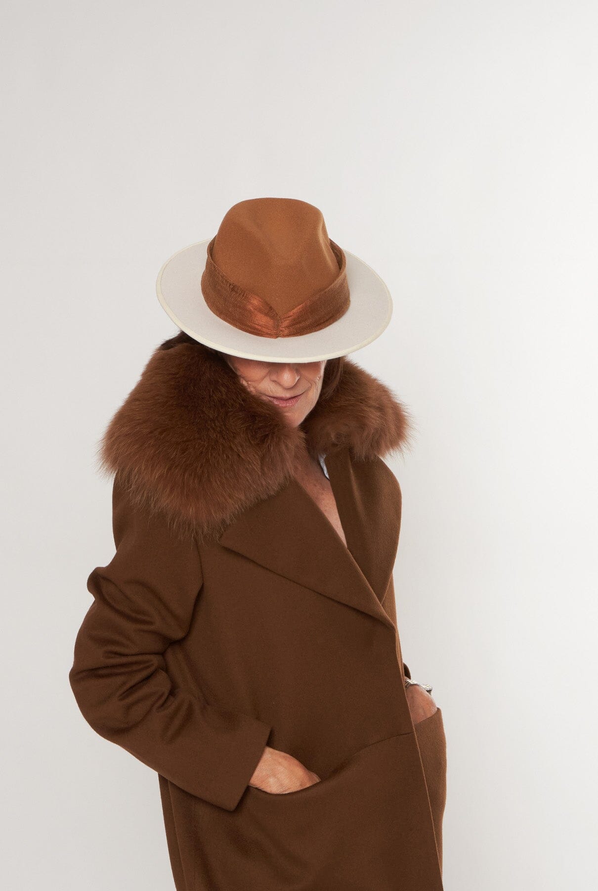 Sombrero Fieltro Mónica Bicolor Camel - Crudo Hats Coterelle 