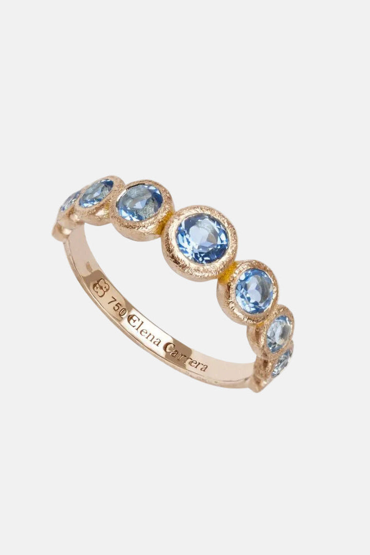 Sortija 9 Bubbles Oro Amarillo Topacios Azules Rings Elena Carrera 