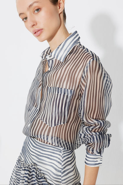 Striped printed silk organza shirt Shirts & Blouses Tot-Hom 