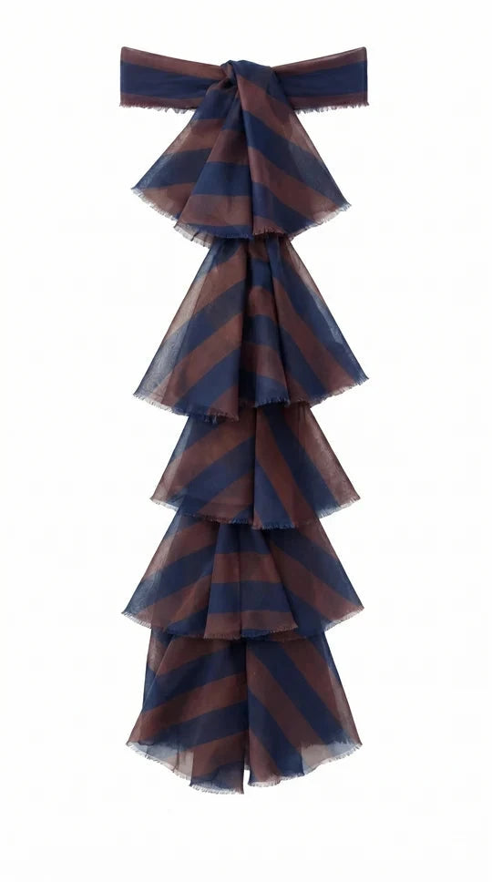 Striped Ruffle Blouse | navy Foulards & Scarves Julise Magon 
