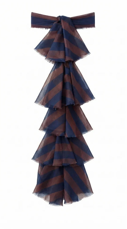 Striped Ruffle Blouse | navy Foulards & Scarves Julise Magon 