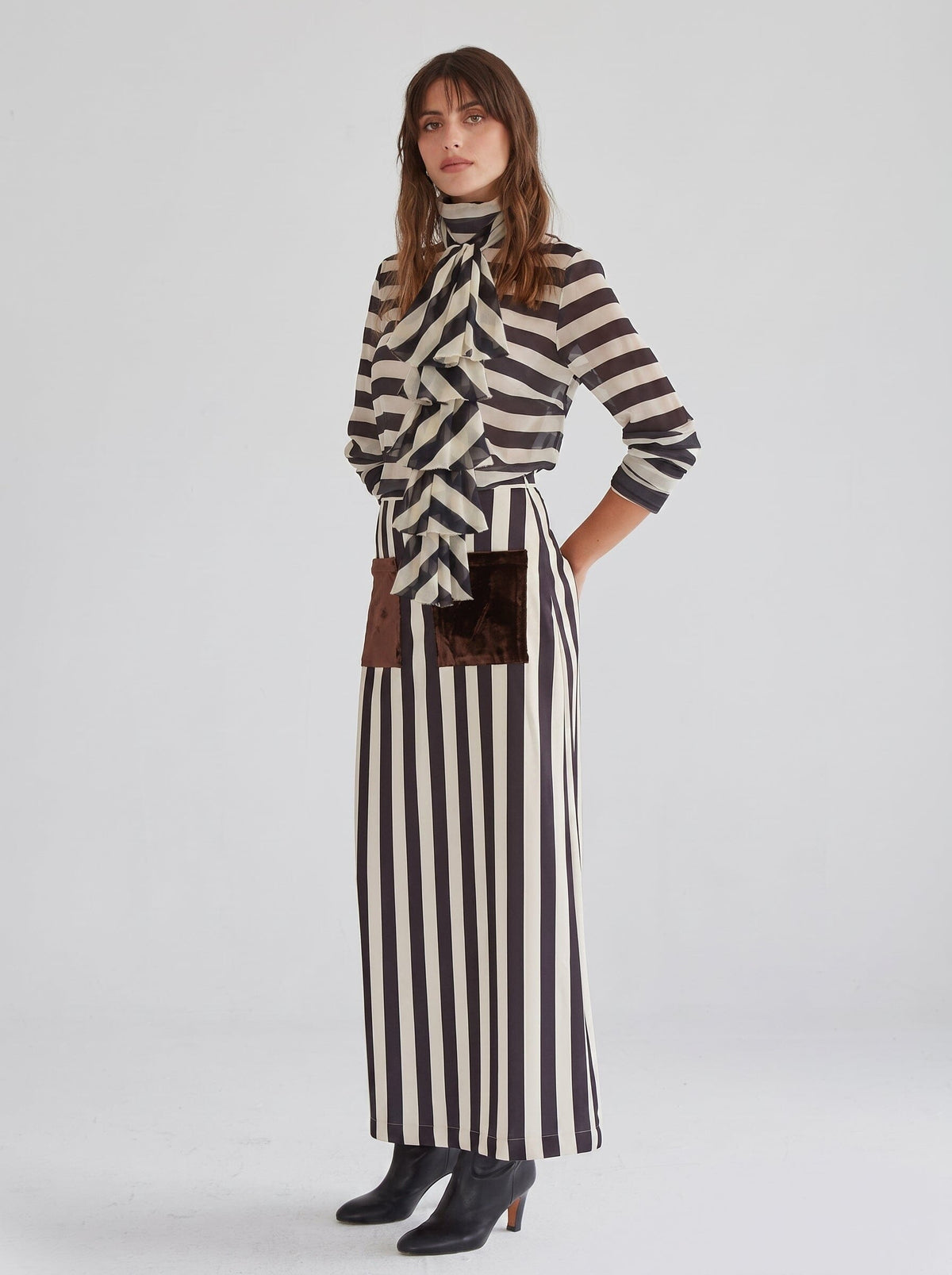 Striped Ruffle Blouse Necklaces Julise Magon 