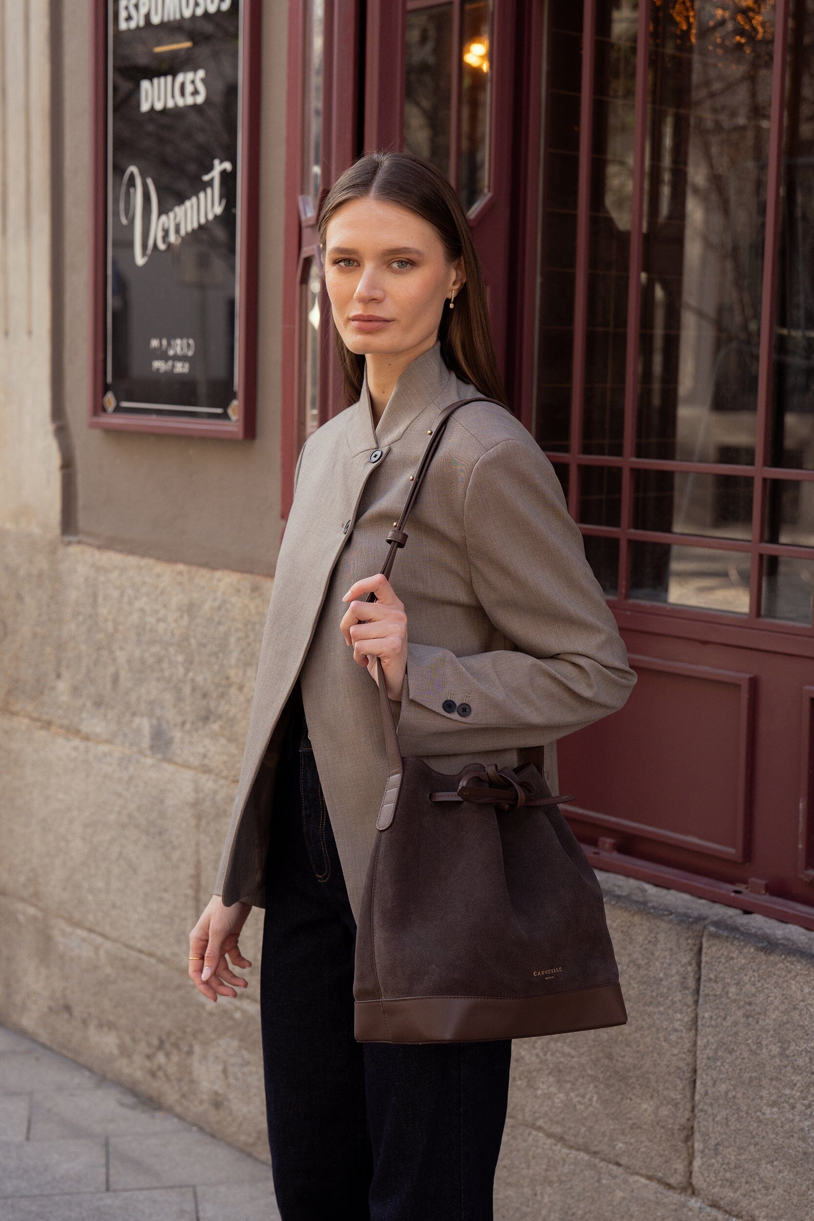 Telma Chocolate Suede Tote bags Carnevale Madrid 