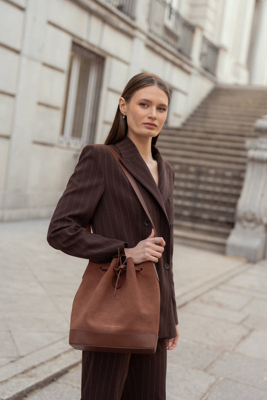 Telma Cognac Suede Tote bags Carnevale Madrid 