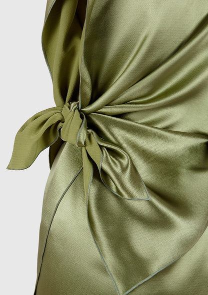 Tendril green silk 'pañoleta' dress Dresses Boscoier 