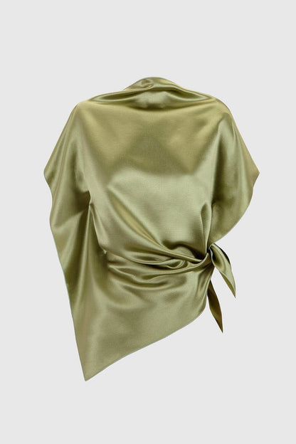 Tendril green silk 'pañoleta' top Tops and Blouses Boscoier 