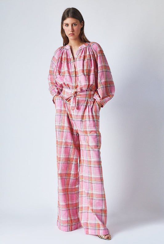 Thalia Pants Pink Checks Trousers The Label Edition 