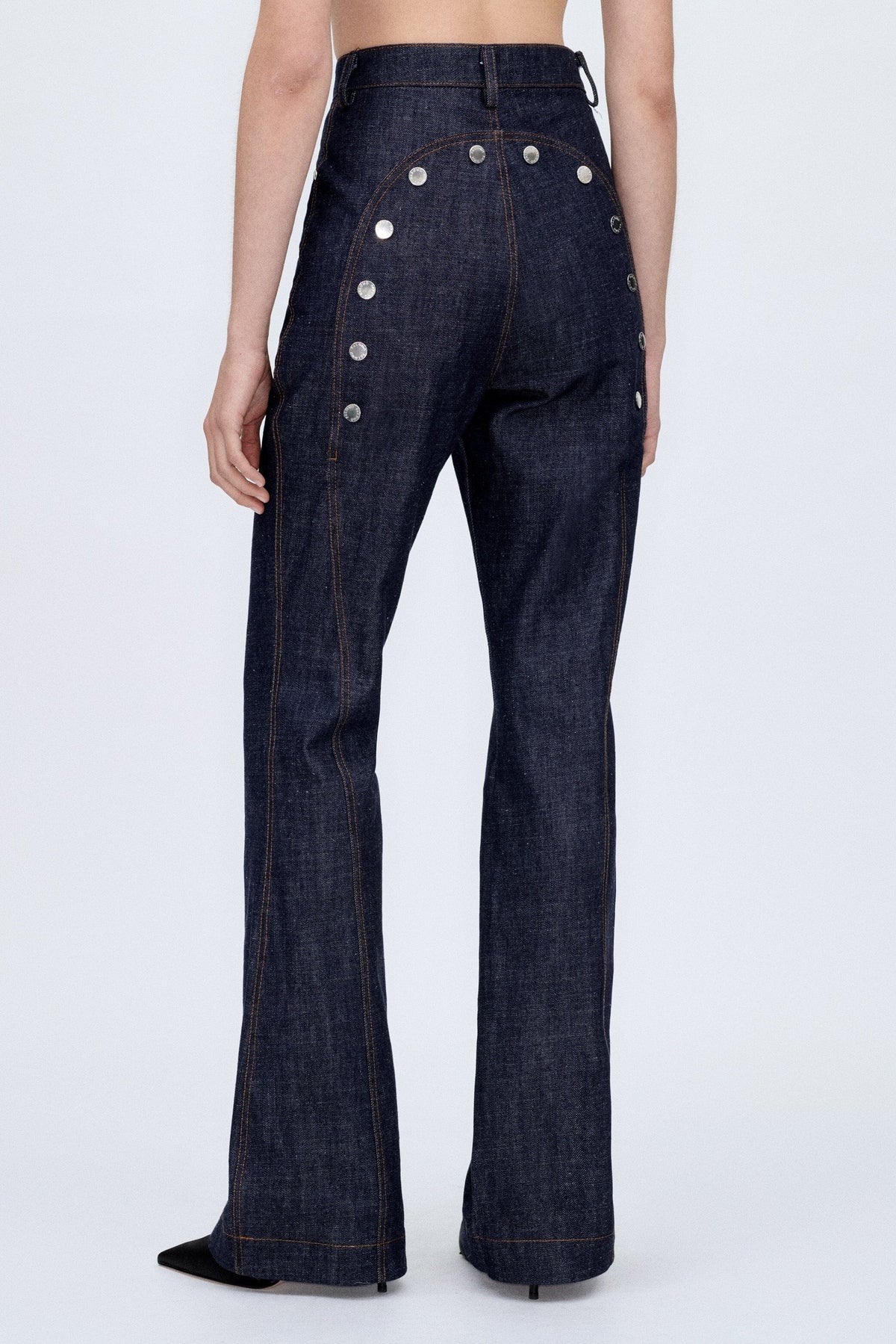 The Indigo Ass-Air Flared Trousers Womens Trousers PALOMO SPAIN 
