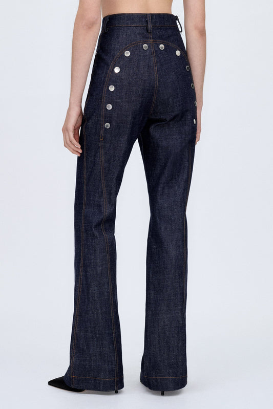 The Indigo Ass-Air Flared Trousers Womens Trousers PALOMO SPAIN 