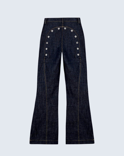 The Indigo Ass-Air Flared Trousers Womens Trousers PALOMO SPAIN 