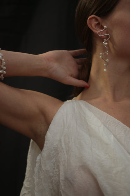 THE RIVER PEARL EARRINGS - SILVER Earrings Albert Coll 