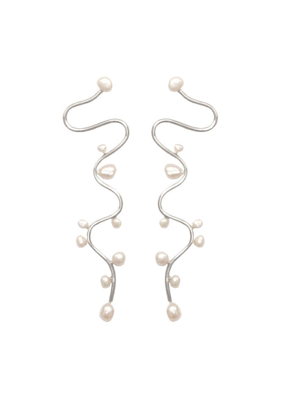 THE RIVER PEARL EARRINGS - SILVER Earrings Albert Coll 