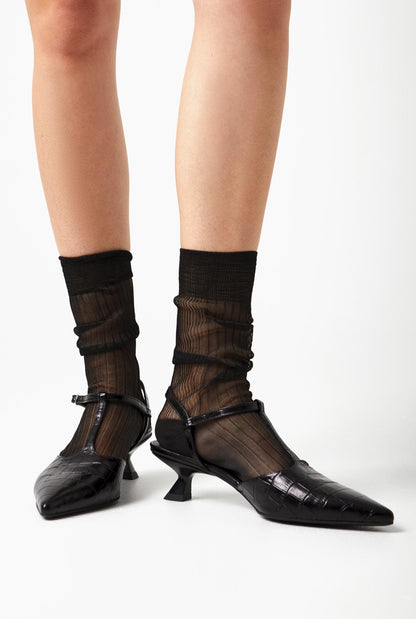 The Shiny Socks Black Socks AUGUSTA 