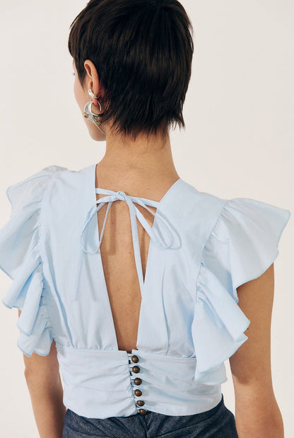 Top con volantes azul Shirts & blouses E.R.A.X. 