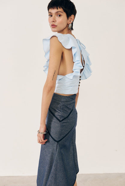 Top con volantes azul Shirts & blouses E.R.A.X. 