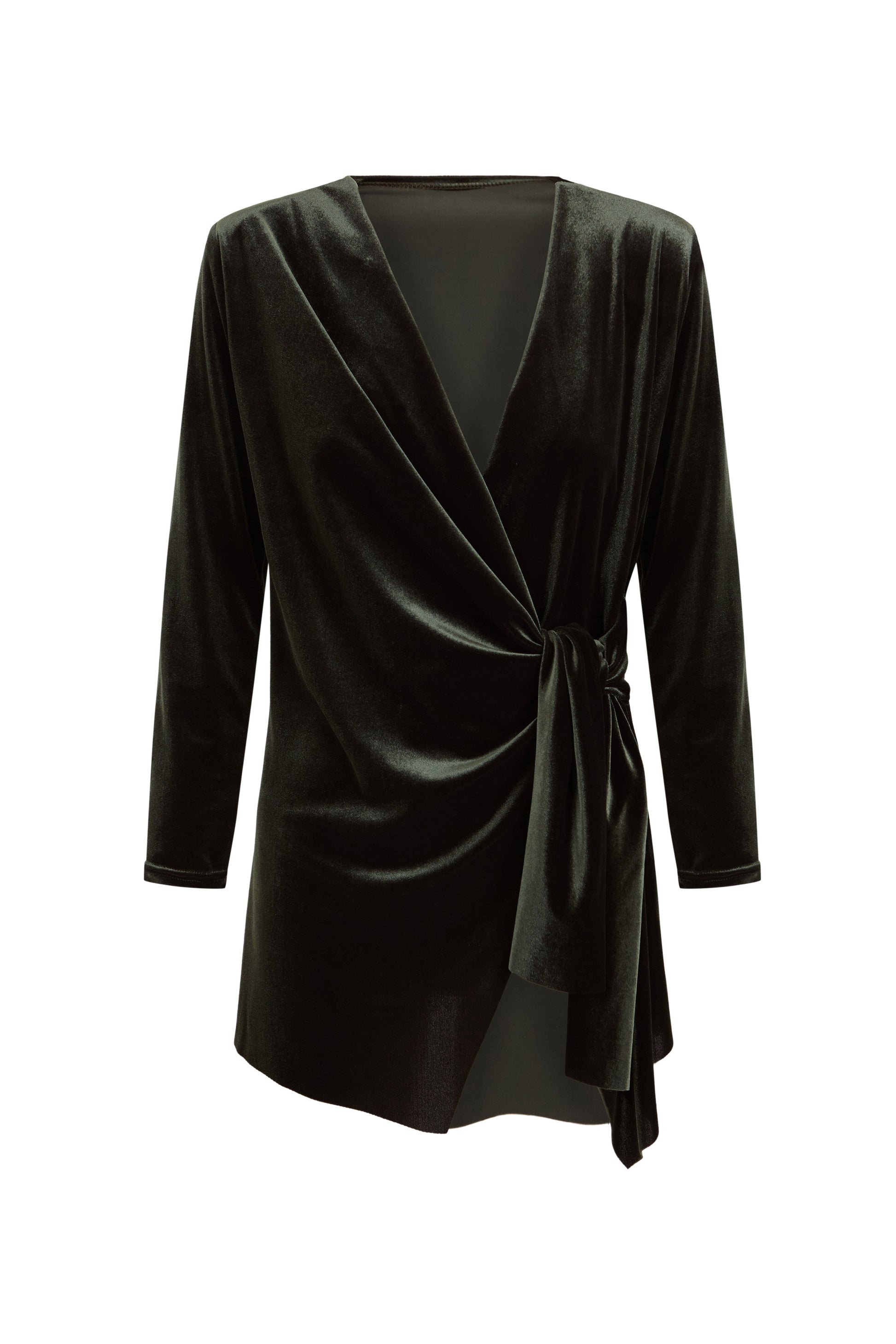 TOP CRUZADO TERCIPELO VERDE CAZA Shirts & Tops Elisa Cortés 