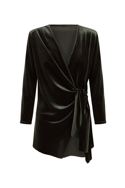 TOP CRUZADO TERCIPELO VERDE CAZA Shirts & Tops Elisa Cortés 