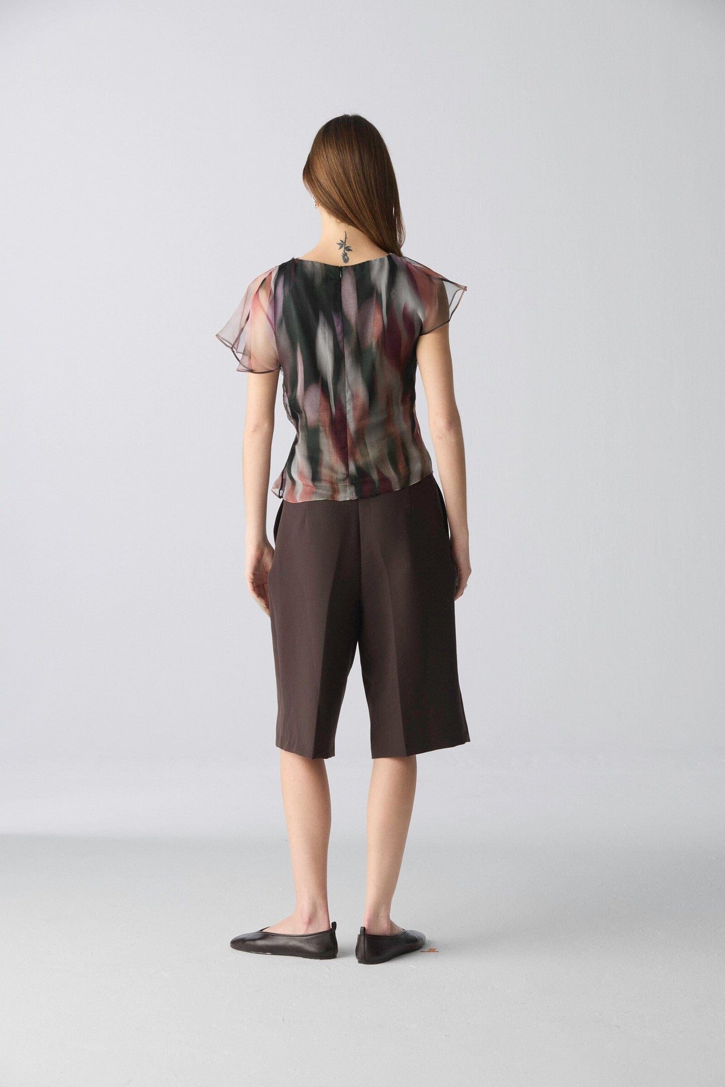 Top drapeado de organza estampado Shirts & Tops Miguel Marinero 