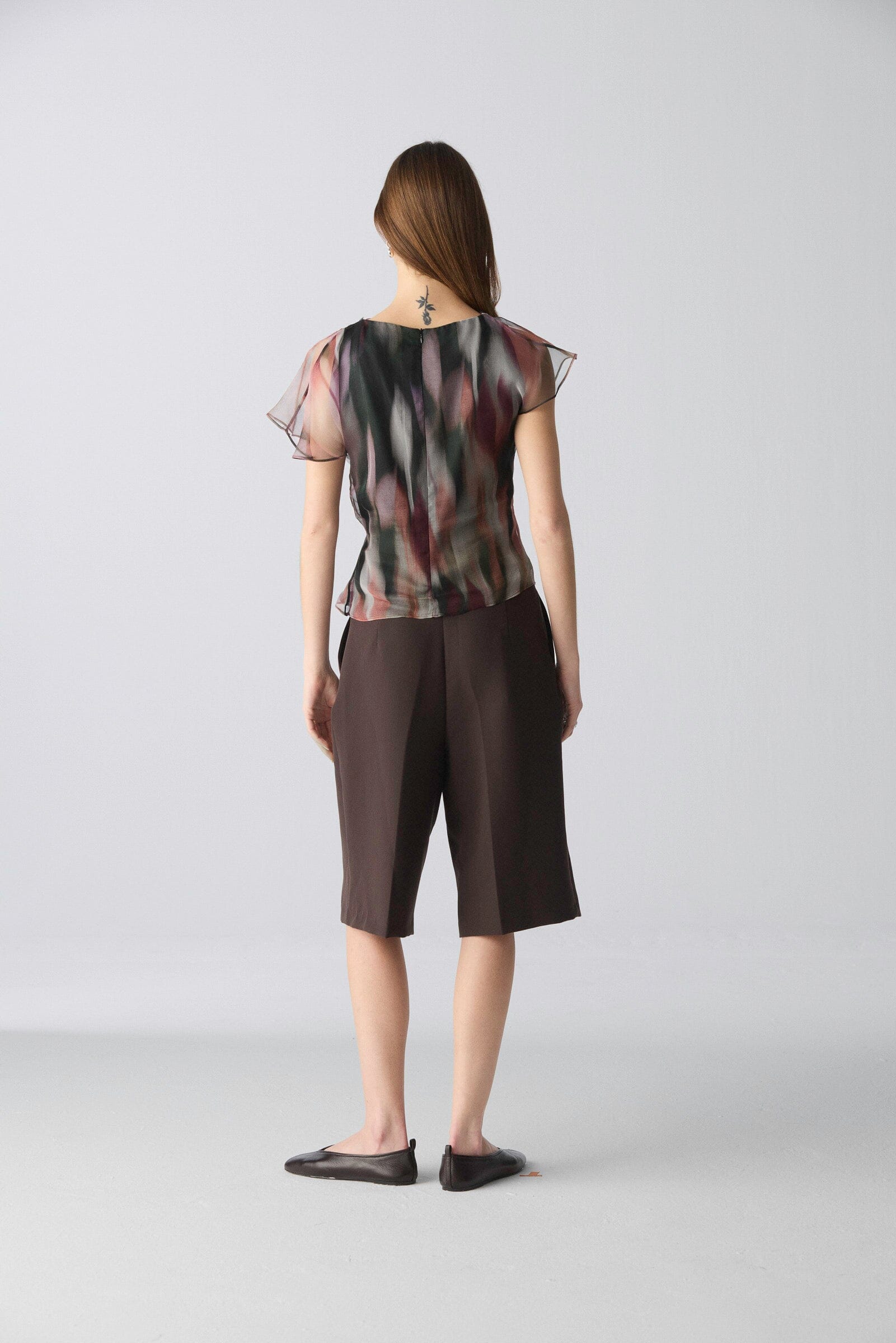 Top drapeado de organza estampado Shirts & Tops Miguel Marinero 