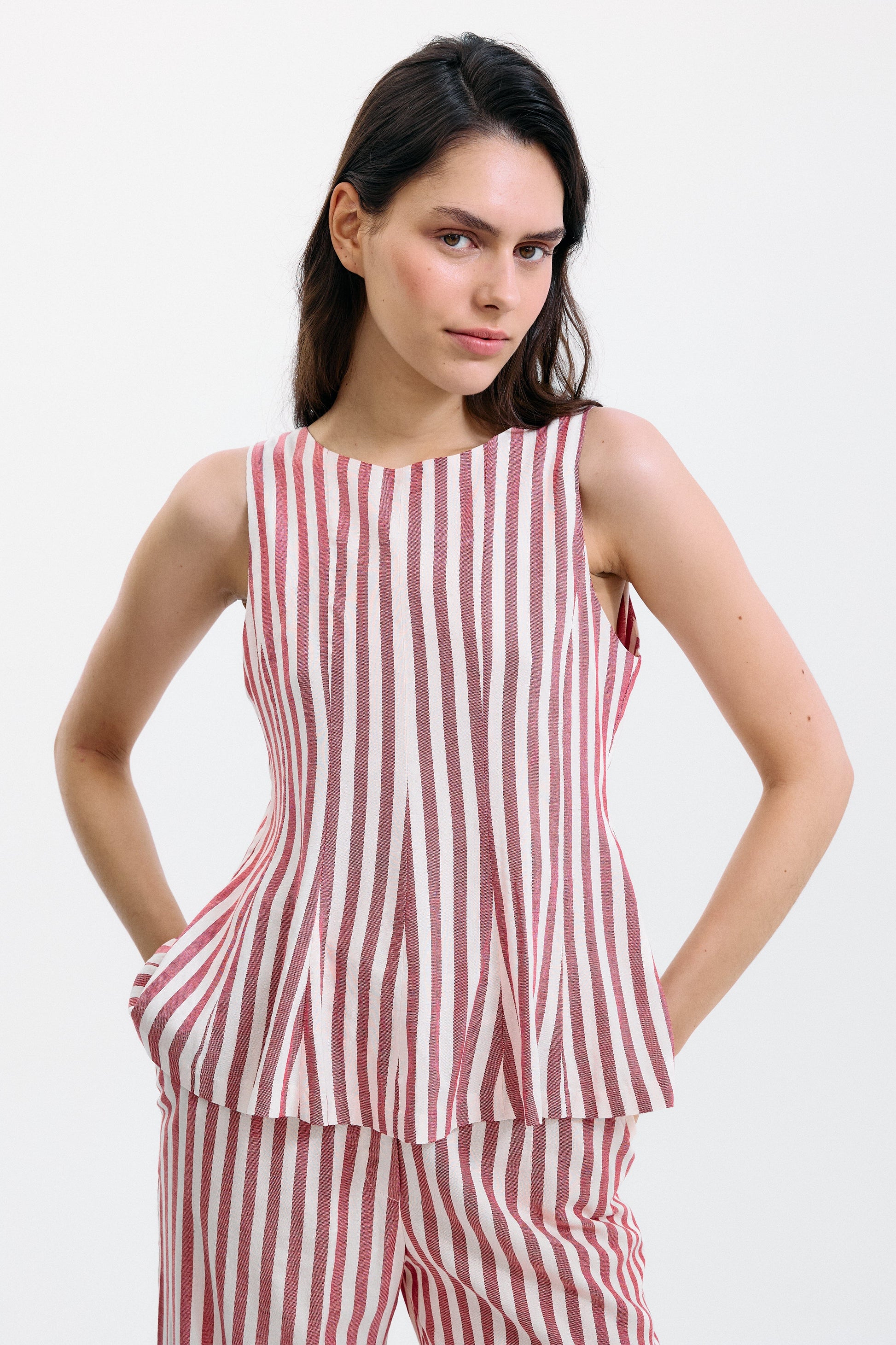 Top Gelosia Rayas Blanco y Rojo Tops and Blouses IPA BRAND 