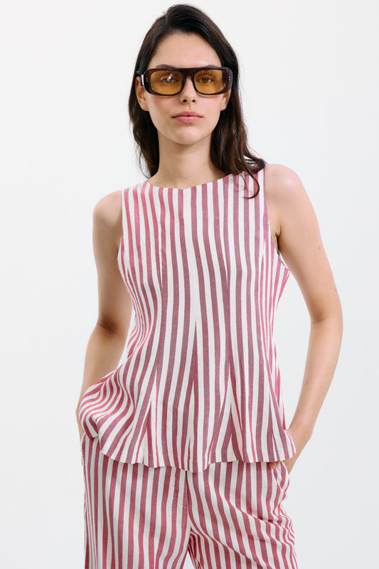 Top Gelosia Rayas Blanco y Rojo Tops and Blouses IPA BRAND 