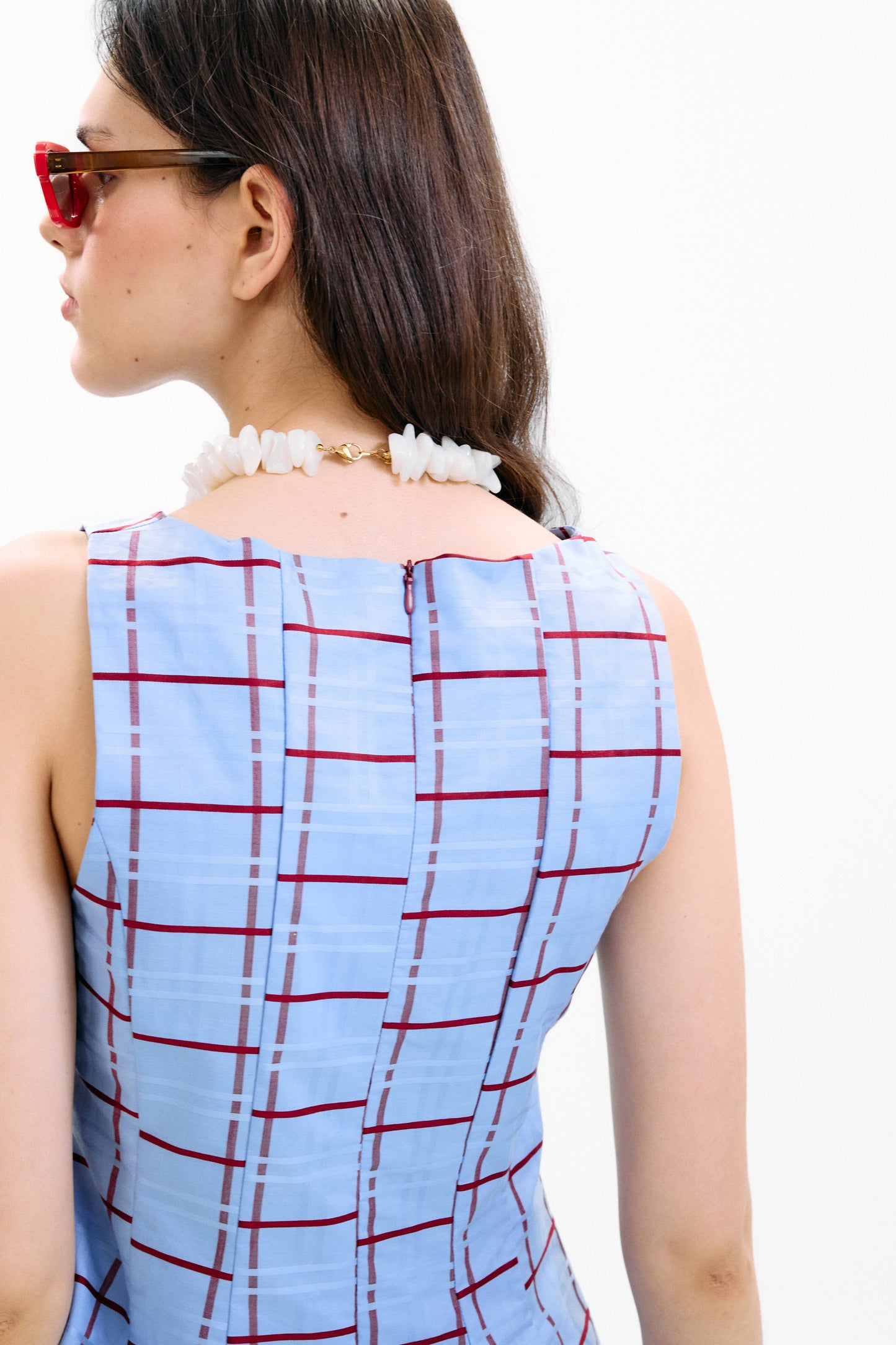 Top Lido Azul Cuadros Burdeos Tops and Blouses IPA BRAND 