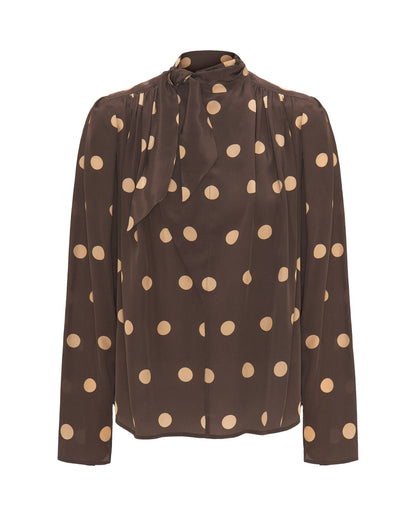 Top marrón estampado lunares beige Shirts & Tops Mirto 