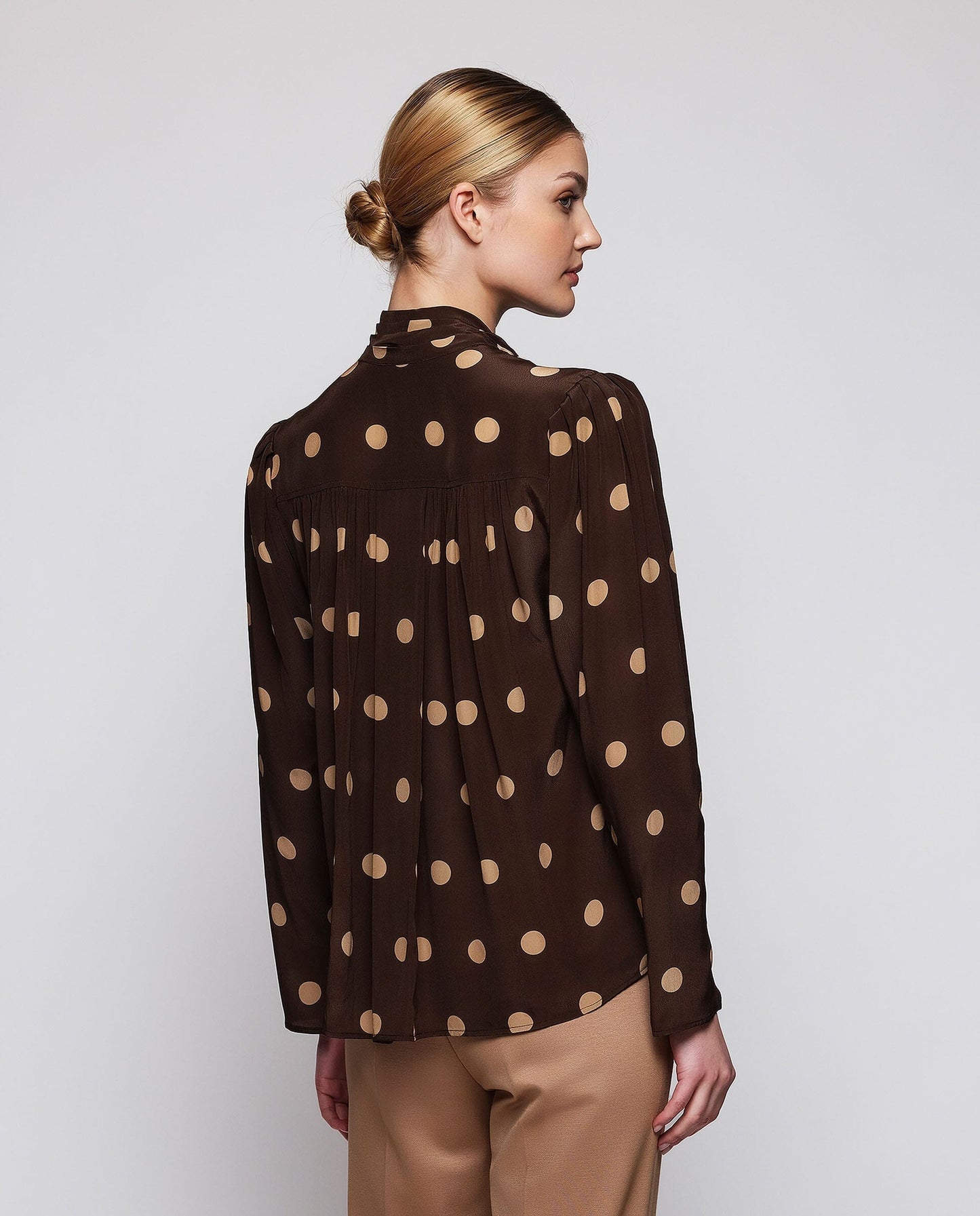 Top marrón estampado lunares beige Shirts & Tops Mirto 