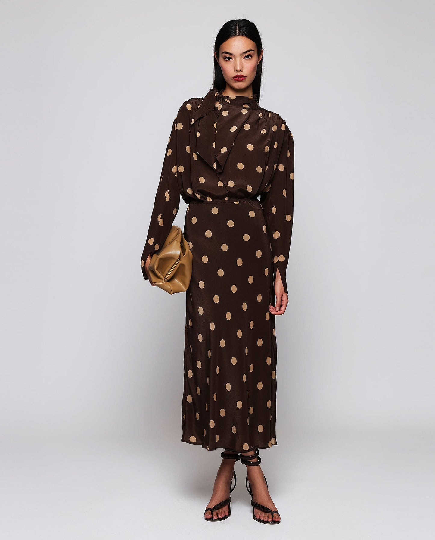 Top marrón estampado lunares beige Shirts & Tops Mirto 