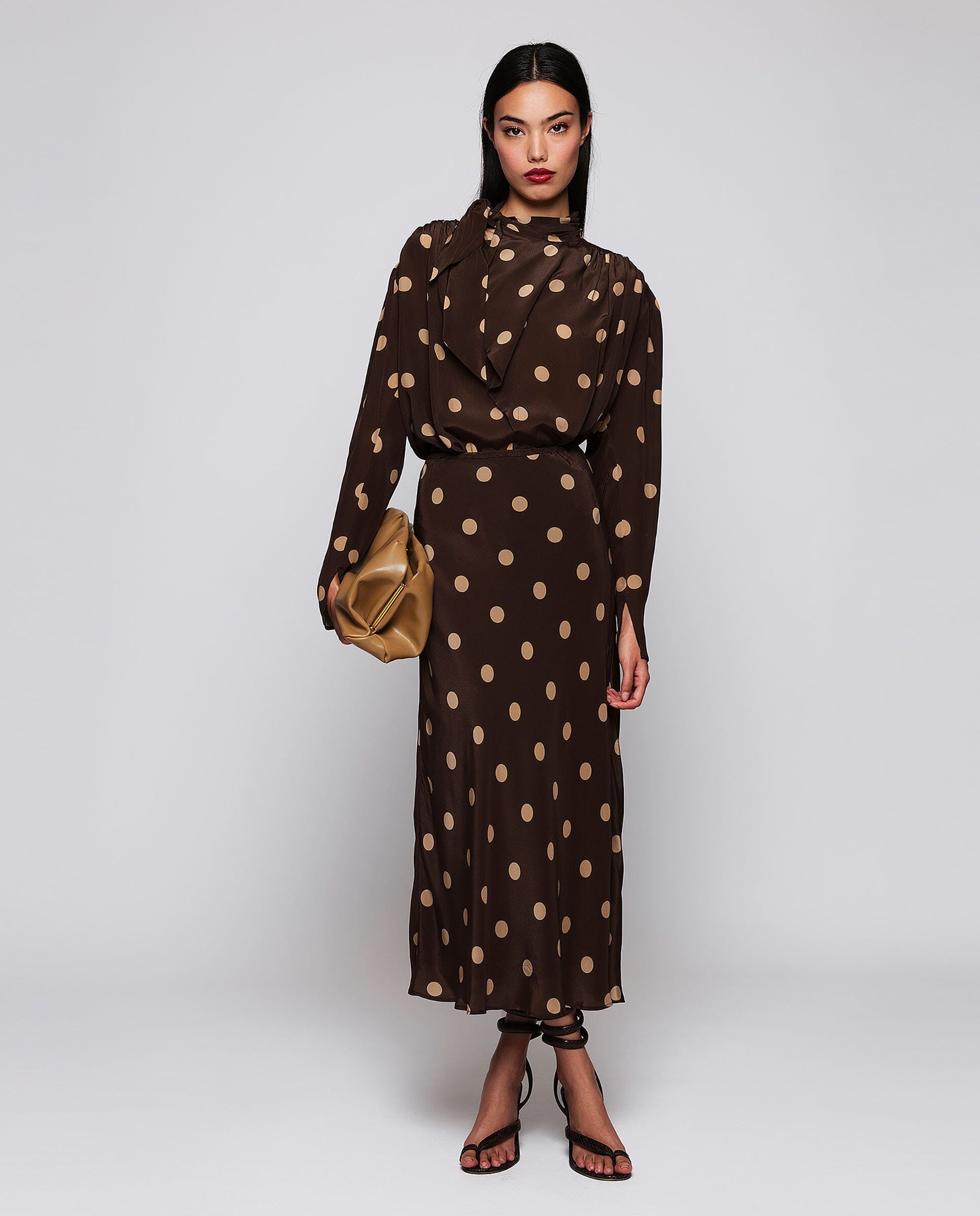 Top marrón estampado lunares beige Shirts & Tops Mirto 