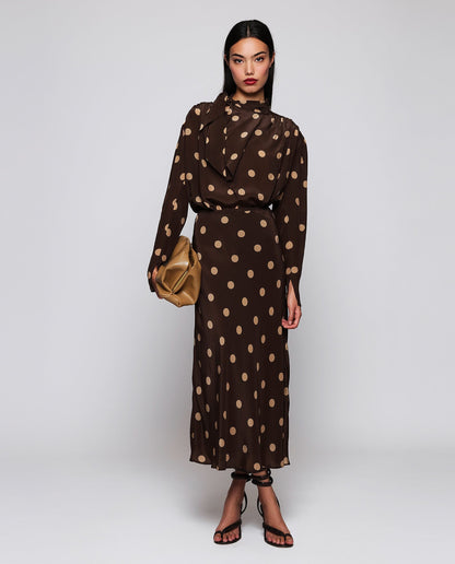 Top marrón estampado lunares beige Shirts & Tops Mirto 