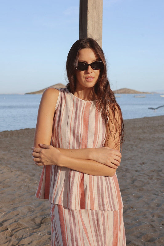 Top Ola Rayas Coral y Lila Tops and Blouses IPA BRAND 
