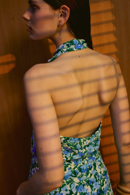 Top Positano Flores Azul y Verde Tops and Blouses IPA BRAND 