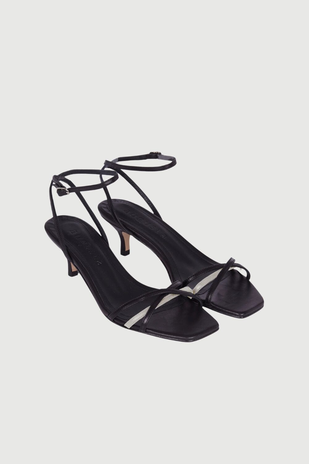 Uma Sandals in Black & White Leather Flat sandals AUGUSTA 