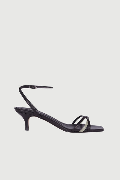 Uma Sandals in Black & White Leather Flat sandals AUGUSTA 