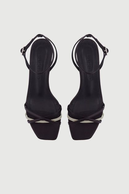 Uma Sandals in Black & White Leather Flat sandals AUGUSTA 