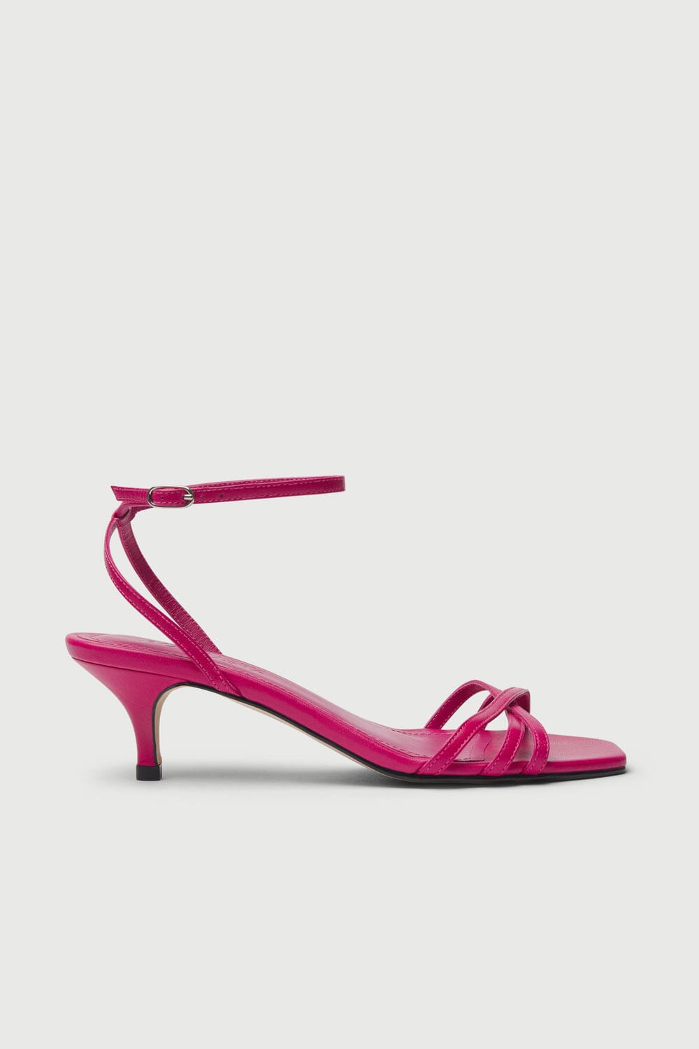 Uma Sandals in Fuchsia Pink Leather Heels AUGUSTA 