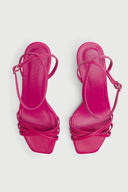 Uma Sandals in Fuchsia Pink Leather Heels AUGUSTA 