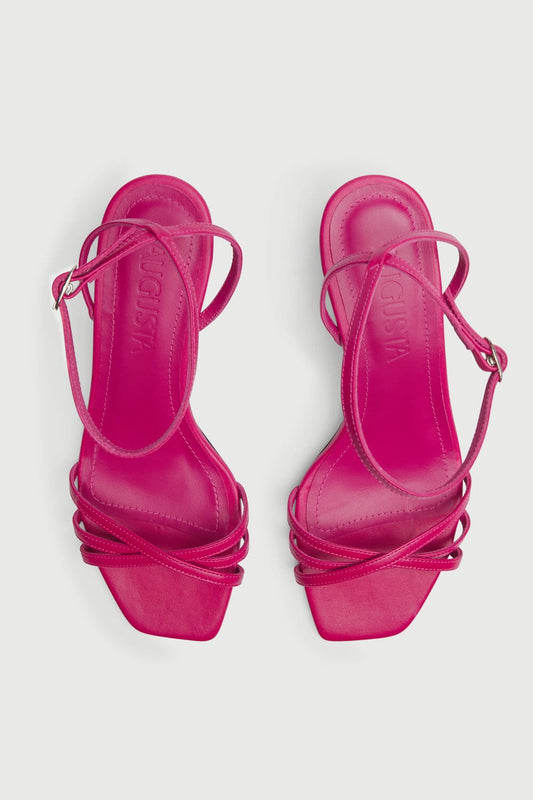 Uma Sandals in Fuchsia Pink Leather Heels AUGUSTA 
