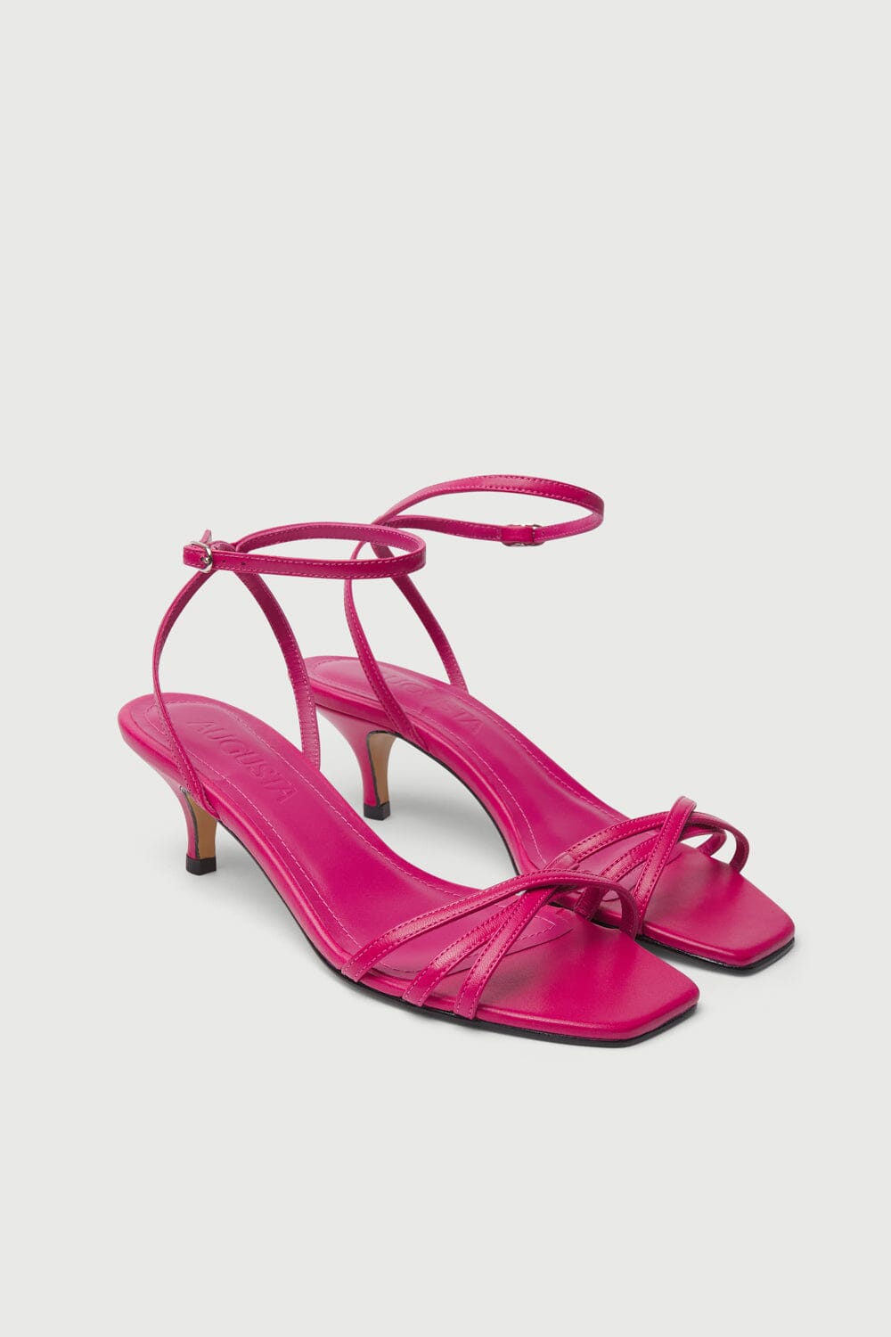 Uma Sandals in Fuchsia Pink Leather Heels AUGUSTA 