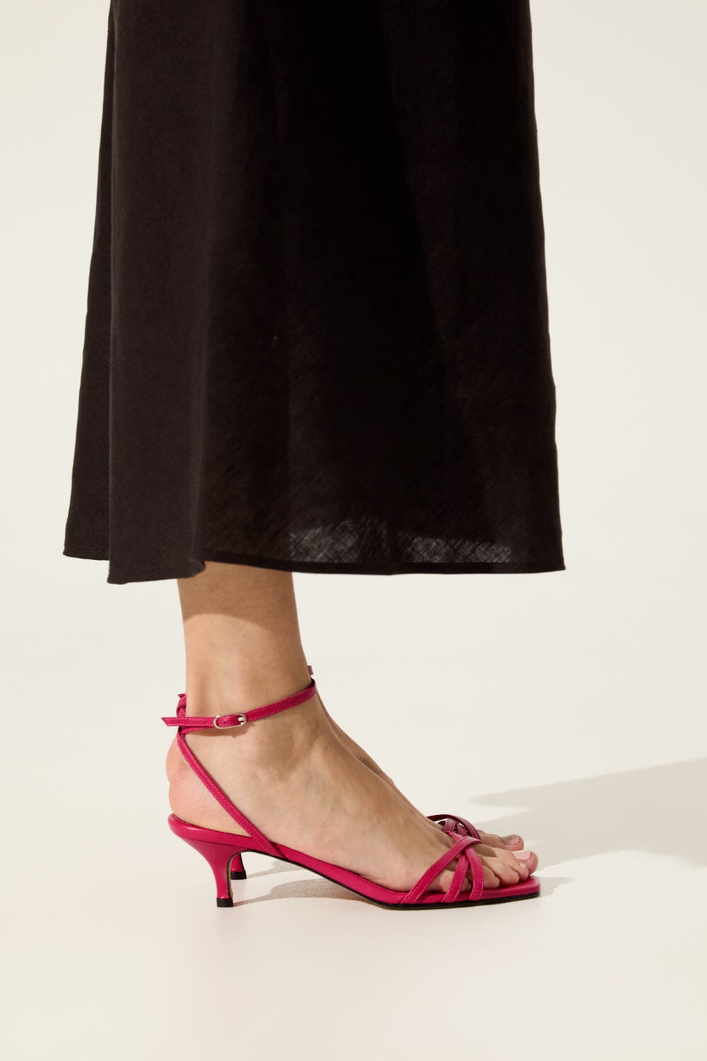 Uma Sandals in Fuchsia Pink Leather Heels AUGUSTA 
