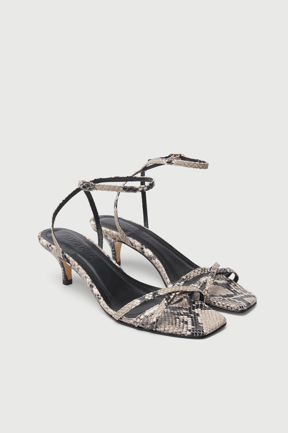 Uma Sandals in Snake Print Leather Heels AUGUSTA 