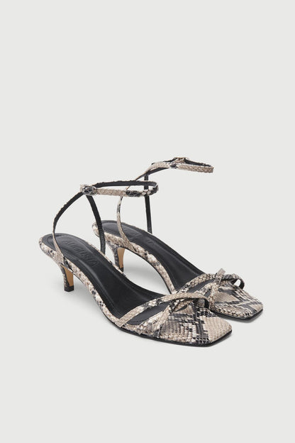 Uma Sandals in Snake Print Leather Heels AUGUSTA 