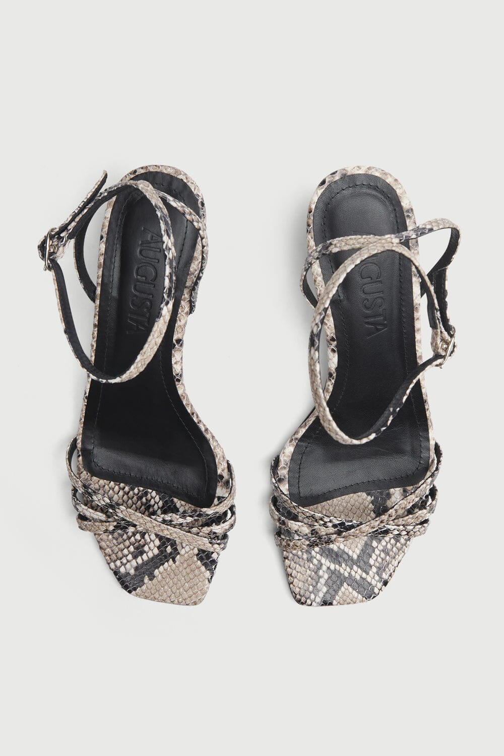 Uma Sandals in Snake Print Leather Heels AUGUSTA 