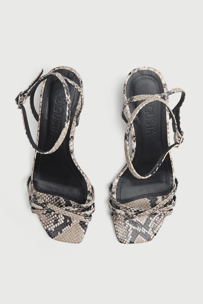 Uma Sandals in Snake Print Leather Heels AUGUSTA 